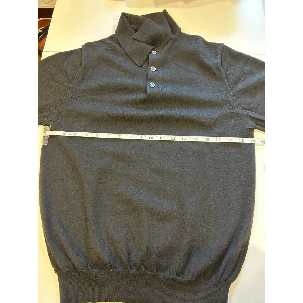 Mario Gilberti Sz MED Black Polo Collar Long Sleeve Sweater Minimalist Luxe Posh